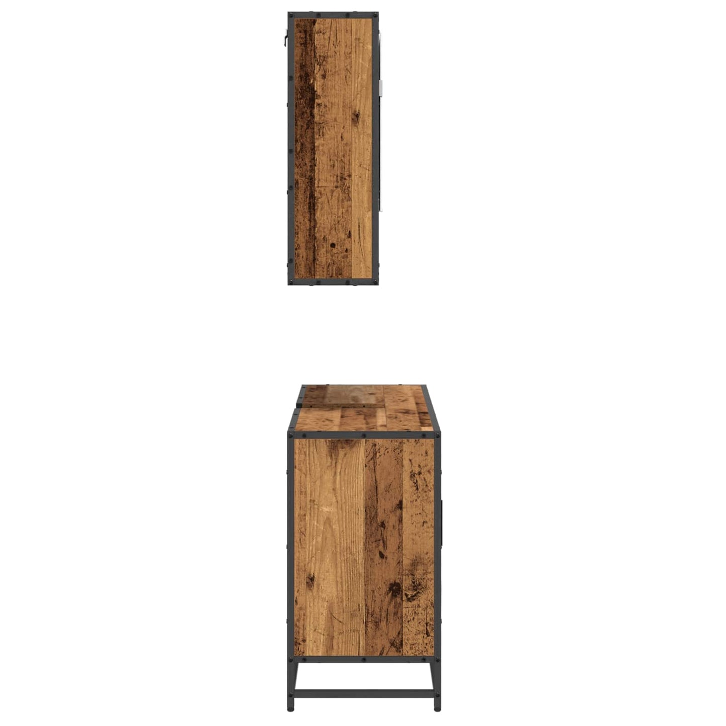 vidaXL Badezimmermöbel-Set mit Regal 2 pcs Altholz Holzwerkstoff