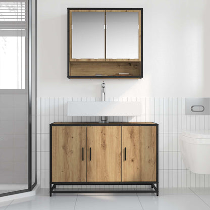 vidaXL Ensemble de meubles de salle de bain avec étagère 2 pcs Chêne Artisan Bois d'ingénierie