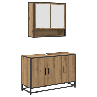 vidaXL Ensemble de meubles de salle de bain avec étagère 2 pcs Chêne Artisan Bois d'ingénierie