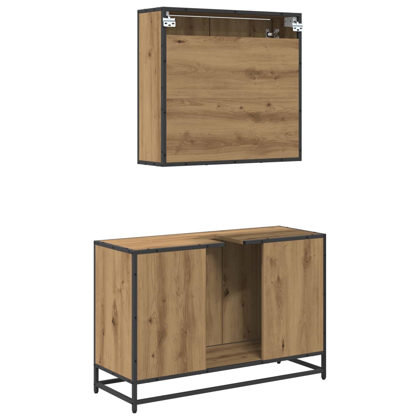 vidaXL Ensemble de meubles de salle de bain avec étagère 2 pcs Chêne Artisan Bois d'ingénierie