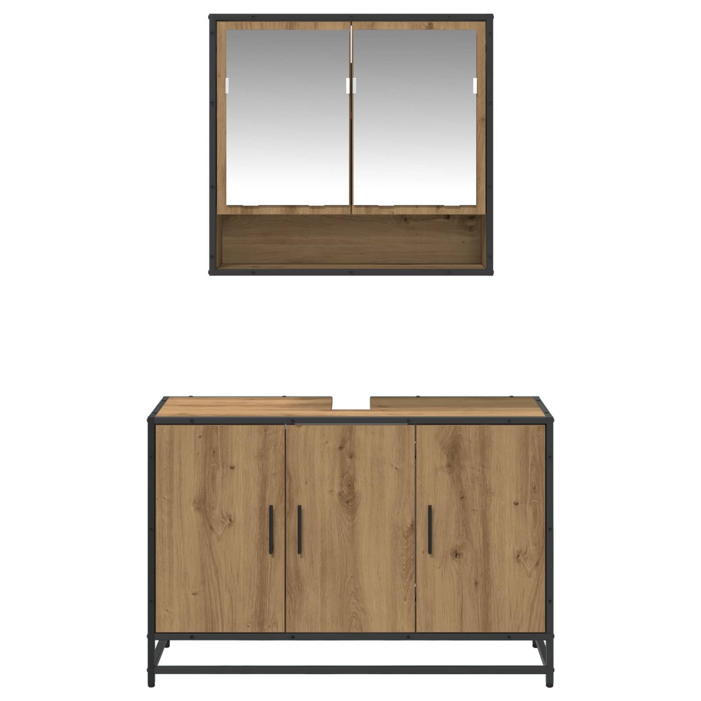 vidaXL Ensemble de meubles de salle de bain avec étagère 2 pcs Chêne Artisan Bois d'ingénierie