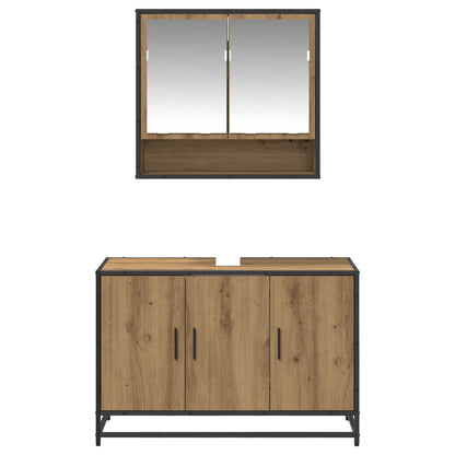 vidaXL Ensemble de meubles de salle de bain avec étagère 2 pcs Chêne Artisan Bois d'ingénierie