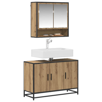 vidaXL Ensemble de meubles de salle de bain avec étagère 2 pcs Chêne Artisan Bois d'ingénierie