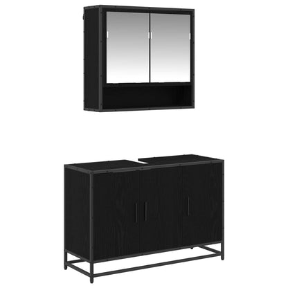 vidaXL Badezimmermöbel-Set 2 pcs Schwarz Eichen-Optik Holzwerkstoff