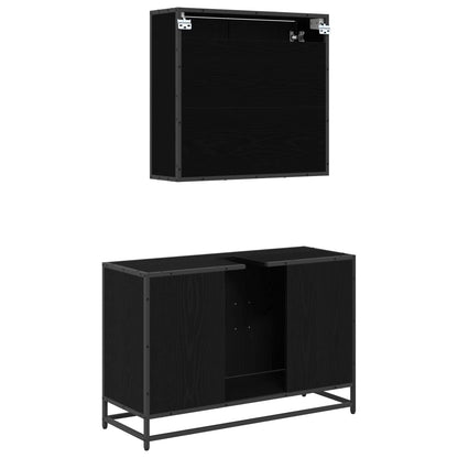 vidaXL Badezimmermöbel-Set 2 pcs Schwarz Eichen-Optik Holzwerkstoff