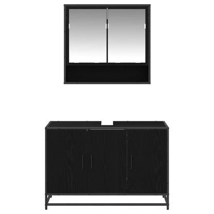 vidaXL Badezimmermöbel-Set 2 pcs Schwarz Eichen-Optik Holzwerkstoff