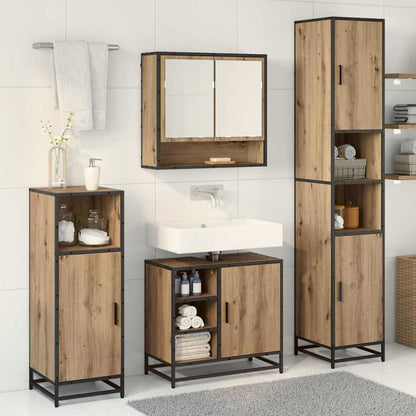 vidaXL Badezimmermöbel-Set mit Regal 4 pcs Artisan-Eiche Holzwerkstoff