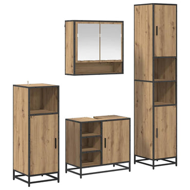 vidaXL Badezimmermöbel-Set mit Regal 4 pcs Artisan-Eiche Holzwerkstoff