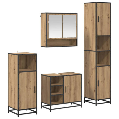 vidaXL Badezimmermöbel-Set mit Regal 4 pcs Artisan-Eiche Holzwerkstoff