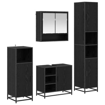 vidaXL Badezimmermöbel-Set 4 pcs Schwarz Eichen-Optik Holzwerkstoff
