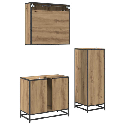 vidaXL Badezimmermöbel-Set mit Regal 3 pcs Artisan-Eiche Holzwerkstoff