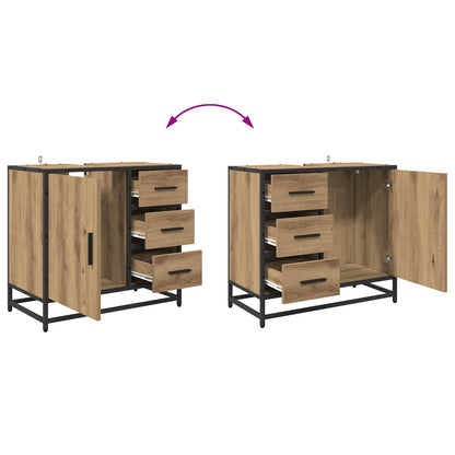 vidaXL Badezimmermöbel-Set mit Regal 3 pcs Artisan-Eiche Holzwerkstoff