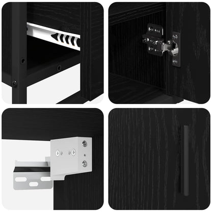 vidaXL Ensemble de meubles de salle de bain 3 pcs Noir Effet chêne Bois d'ingénierie