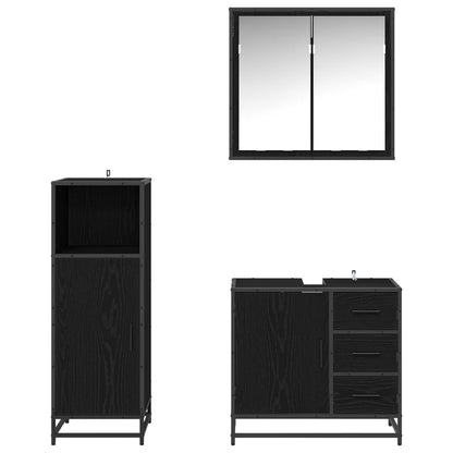 vidaXL Ensemble de meubles de salle de bain 3 pcs Noir Effet chêne Bois d'ingénierie