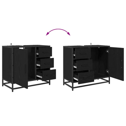 vidaXL Ensemble de meubles de salle de bain 3 pcs Noir Effet chêne Bois d'ingénierie