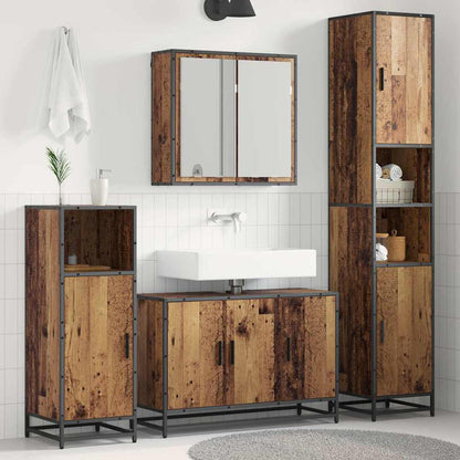 vidaXL Ensemble de meubles de salle de bain avec étagère 3 pcs Bois de récupération Bois d'ingénierie