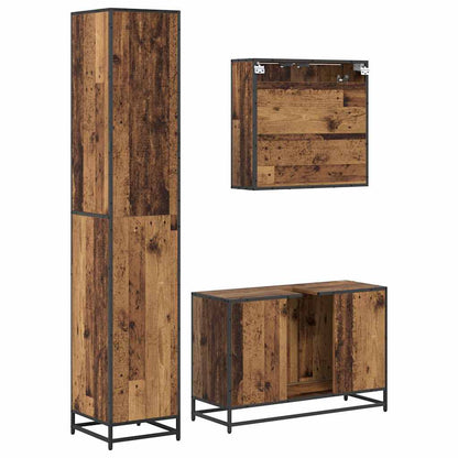 vidaXL Ensemble de meubles de salle de bain avec étagère 3 pcs Bois de récupération Bois d'ingénierie
