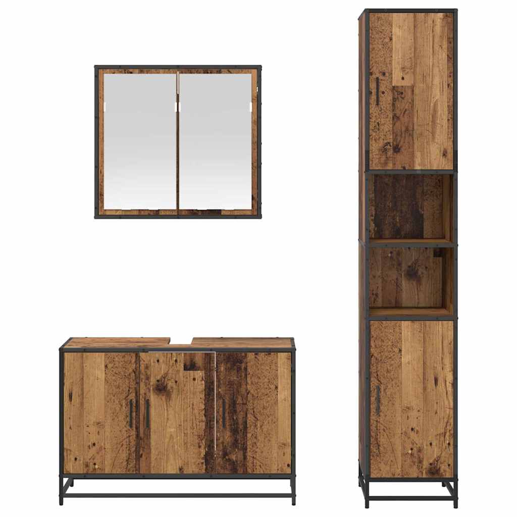 vidaXL Ensemble de meubles de salle de bain avec étagère 3 pcs Bois de récupération Bois d'ingénierie