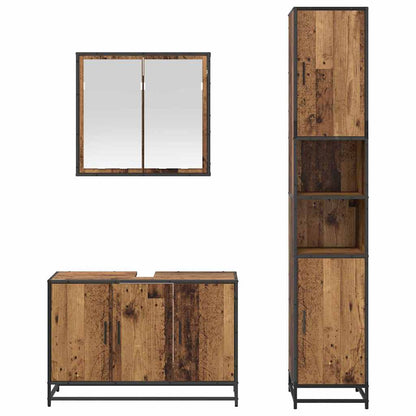vidaXL Ensemble de meubles de salle de bain avec étagère 3 pcs Bois de récupération Bois d'ingénierie