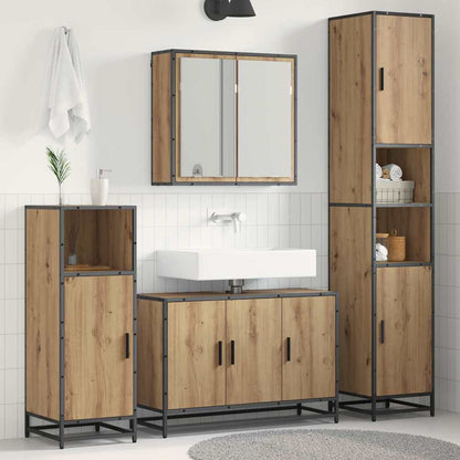 vidaXL Ensemble de meubles de salle de bain avec étagère 3 pcs Chêne artisanal Bois d'ingénierie