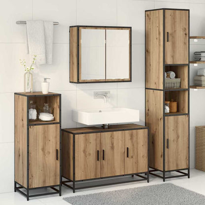 vidaXL Ensemble de meubles de salle de bain avec étagère 3 pcs Chêne artisanal Bois d'ingénierie