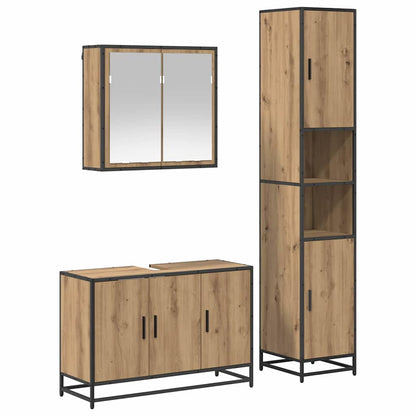 vidaXL Ensemble de meubles de salle de bain avec étagère 3 pcs Chêne artisanal Bois d'ingénierie