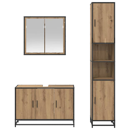 vidaXL Ensemble de meubles de salle de bain avec étagère 3 pcs Chêne artisanal Bois d'ingénierie