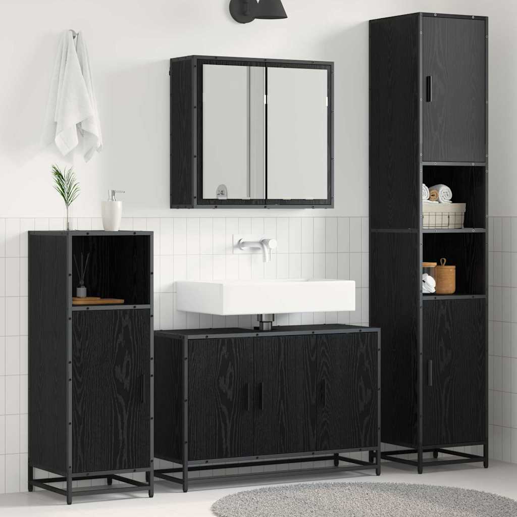vidaXL Ensemble de meubles de salle de bain 3 pcs aspect chêne noir en bois d'ingénierie