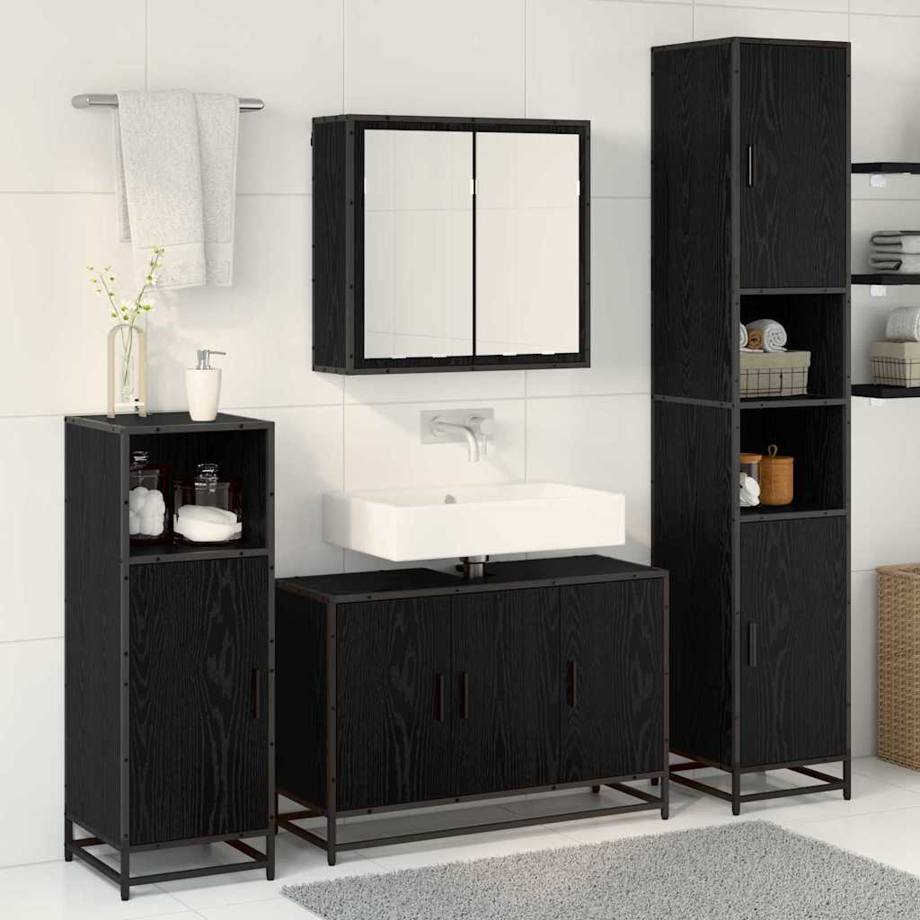 vidaXL Ensemble de meubles de salle de bain 3 pcs aspect chêne noir en bois d'ingénierie