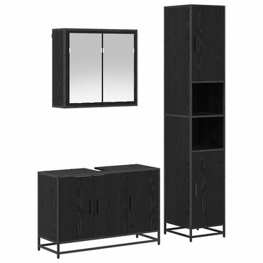 vidaXL Ensemble de meubles de salle de bain 3 pcs aspect chêne noir en bois d'ingénierie