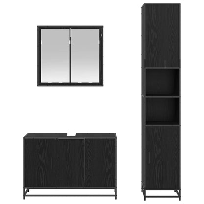 vidaXL Ensemble de meubles de salle de bain 3 pcs aspect chêne noir en bois d'ingénierie