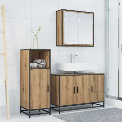 vidaXL Badezimmermöbel-Set mit Regal 3 pcs Artisan-Eiche Holzwerkstoff