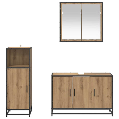 vidaXL Badezimmermöbel-Set mit Regal 3 pcs Artisan-Eiche Holzwerkstoff