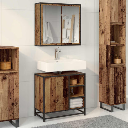 vidaXL Badezimmermöbel-Set mit Regal 2 pcs Altholz Holzwerkstoff