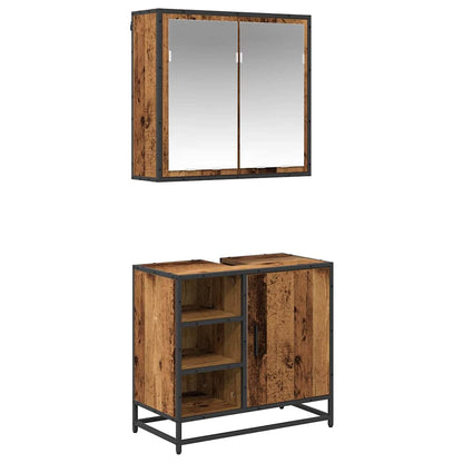 vidaXL Badezimmermöbel-Set mit Regal 2 pcs Altholz Holzwerkstoff