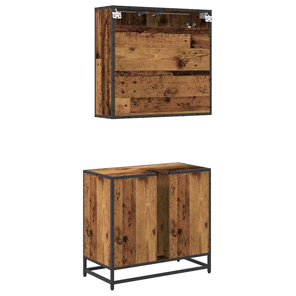 vidaXL Badezimmermöbel-Set mit Regal 2 pcs Altholz Holzwerkstoff