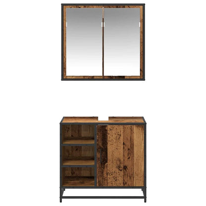 vidaXL Badezimmermöbel-Set mit Regal 2 pcs Altholz Holzwerkstoff