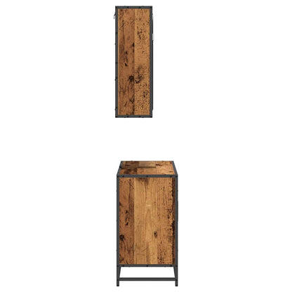 vidaXL Badezimmermöbel-Set mit Regal 2 pcs Altholz Holzwerkstoff