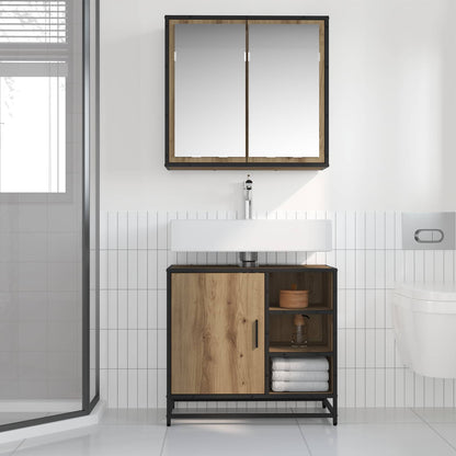 vidaXL Badezimmermöbel-Set mit Regal 2 pcs Artisan-Eiche Holzwerkstoff