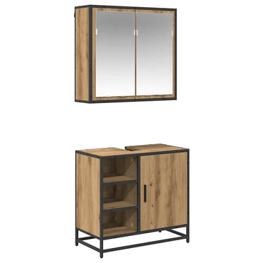 vidaXL Badezimmermöbel-Set mit Regal 2 pcs Artisan-Eiche Holzwerkstoff