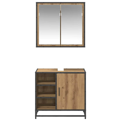 vidaXL Badezimmermöbel-Set mit Regal 2 pcs Artisan-Eiche Holzwerkstoff