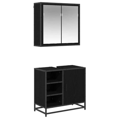 vidaXL Ensemble de meubles de salle de bain 2 pcs Noir aspect chêne Aggloméré