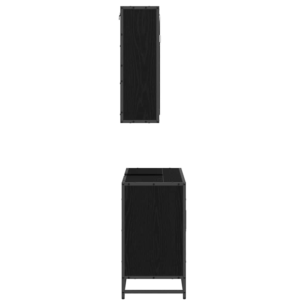 vidaXL Ensemble de meubles de salle de bain 2 pcs Noir aspect chêne Aggloméré
