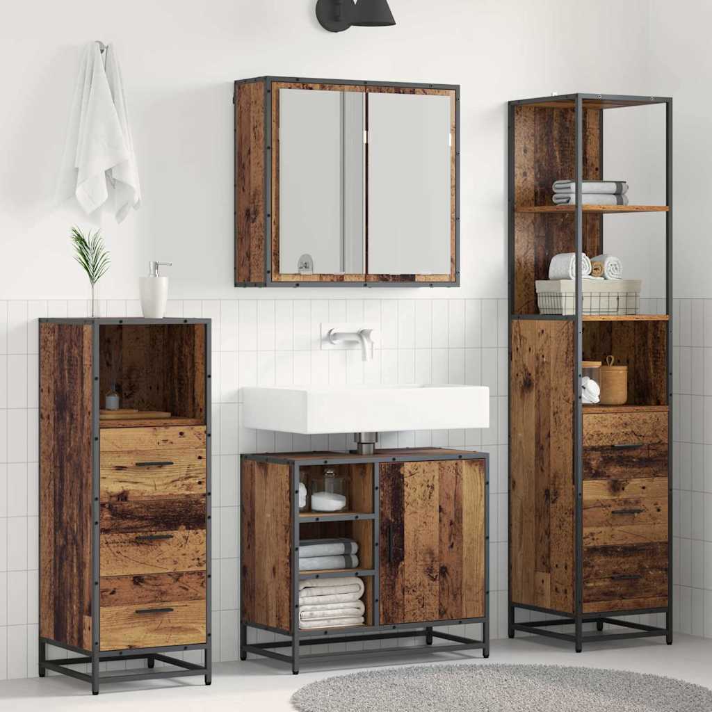 vidaXL Badezimmermöbel-Set mit Schubladen 3 pcs Altholz Holzwerkstoff