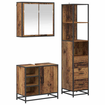 vidaXL Badezimmermöbel-Set mit Schubladen 3 pcs Altholz Holzwerkstoff