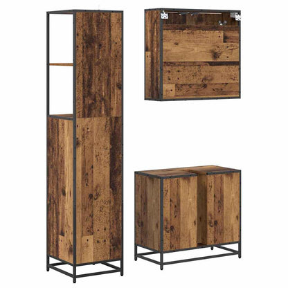 vidaXL Badezimmermöbel-Set mit Schubladen 3 pcs Altholz Holzwerkstoff