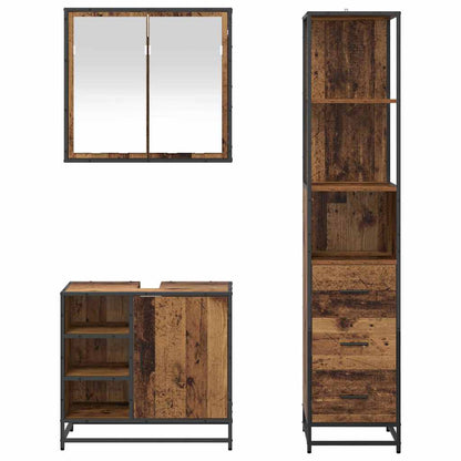 vidaXL Badezimmermöbel-Set mit Schubladen 3 pcs Altholz Holzwerkstoff