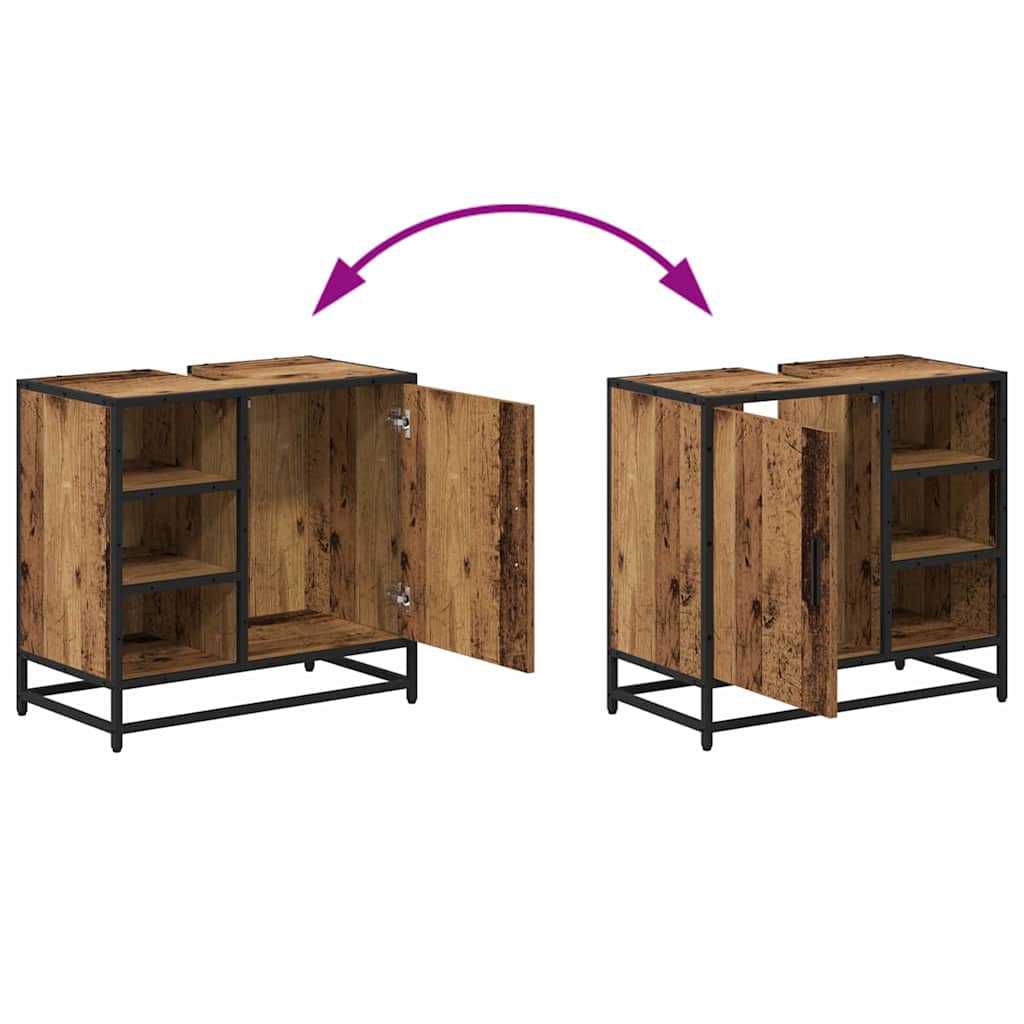 vidaXL Badezimmermöbel-Set mit Schubladen 3 pcs Altholz Holzwerkstoff