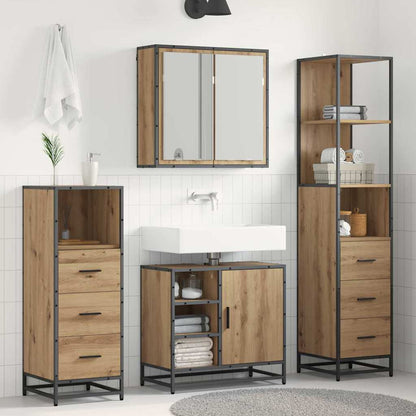 vidaXL Badezimmermöbel-Set mit Regal 3 pcs Artisan-Eiche Holzwerkstoff