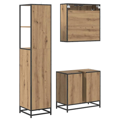 vidaXL Badezimmermöbel-Set mit Regal 3 pcs Artisan-Eiche Holzwerkstoff